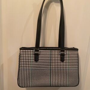 Lauren Ralph Lauren Houndstooth Pattern Shoulder Bag, Navy/Cream